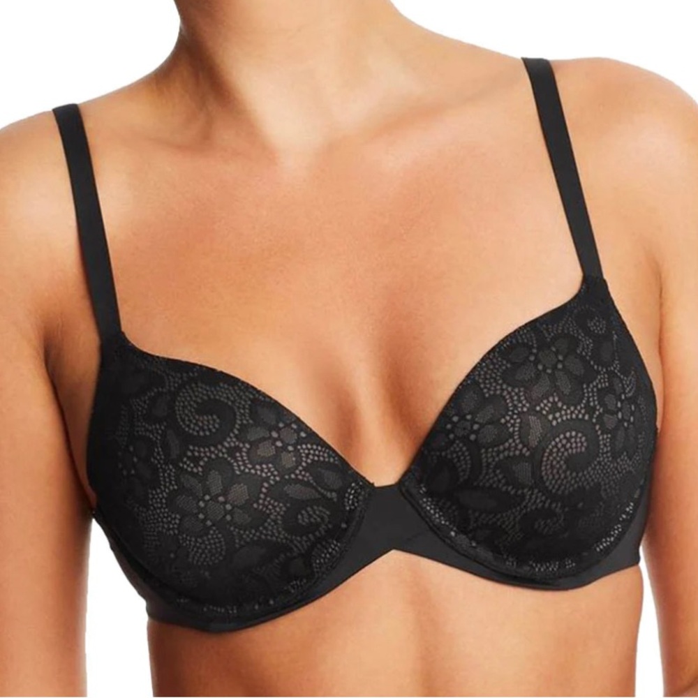 Maidenform Women Bra 36D Black Lace T-shirt Convertible Smartzone Cups NWT